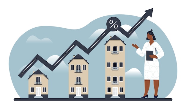 Vecteur concept de croissance des prix de l'immobilier