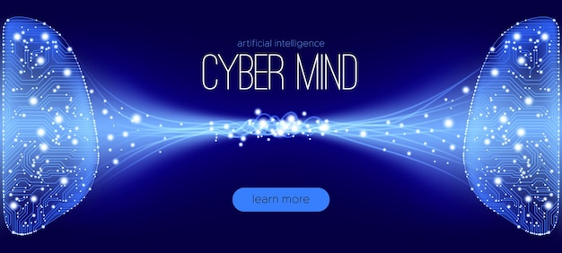 Concept de cyber-cerveau avec connexion d'informations