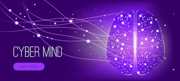 Concept de cyber-cerveau avec connexion d'informations