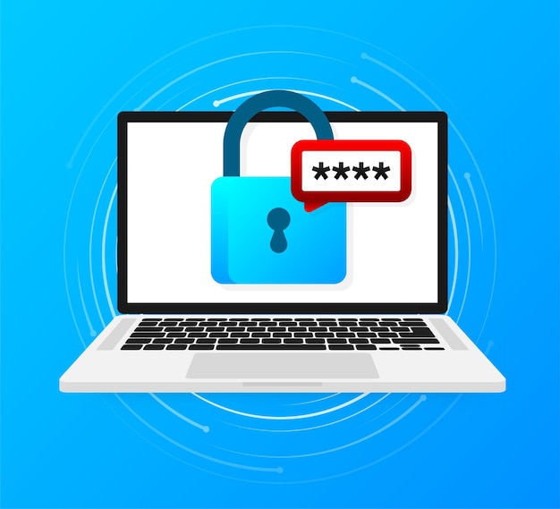 Concept de cybersécurité Cadenas Concept de confidentialité Bouton plat Arrière-plan numérique