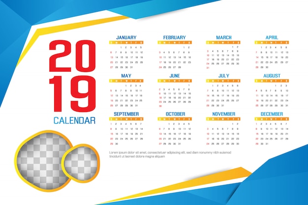 Concept De Design De Calendrier D'affaires 2019