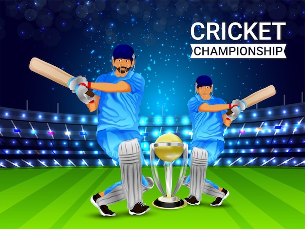 Concept de design de championnat de cricket avec illustration vectorielle