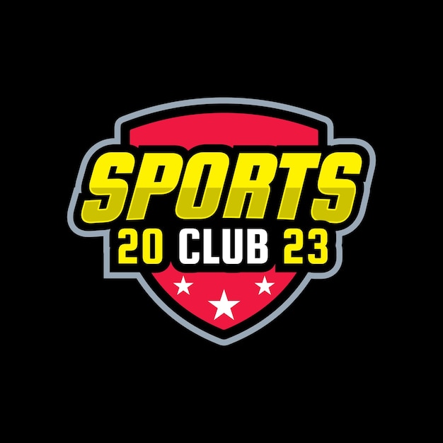 concept de design de logo de club de sport 2023 avec sheld et star