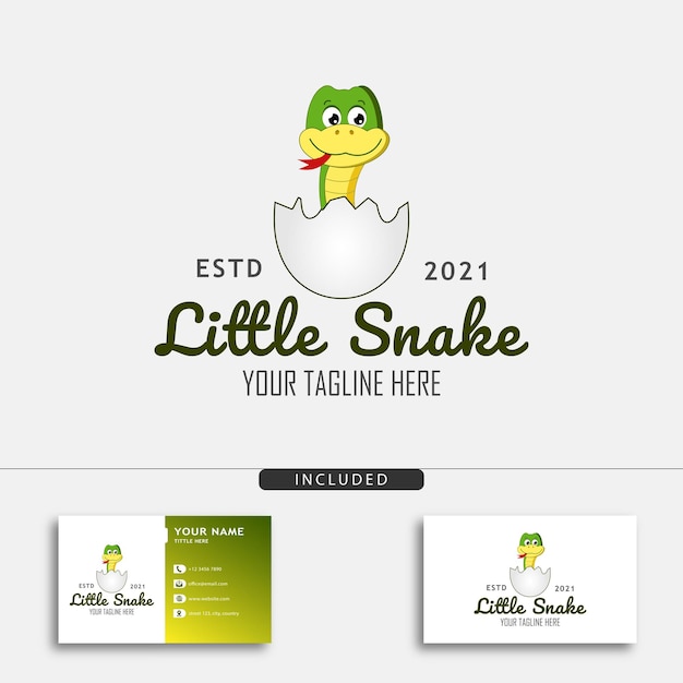 Vecteur concept de design de logo mignon petit serpent avec petit serpent éclos d'une illustration vectorielle d'oeuf