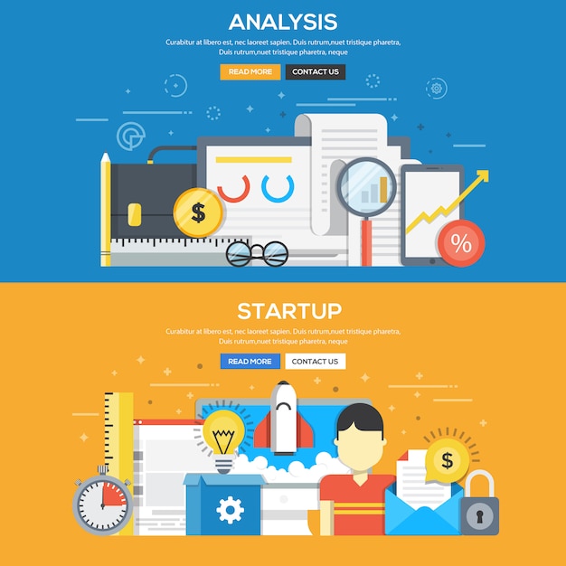 Vecteur concept de design plat -analyse et démarrage