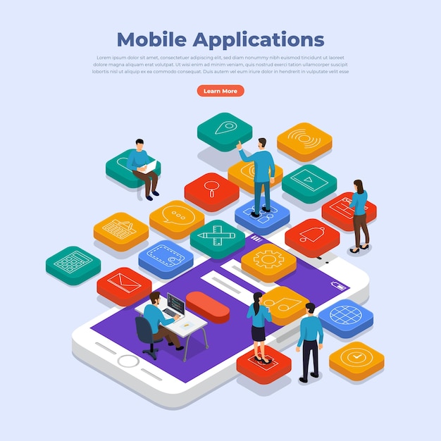 Concept De Design Plat D'applications Mobiles Et Appareil Smartphone