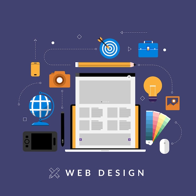Concept de design plat dispositifs de mise en page de développement de conception web sur multi-écran.
