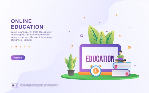Concept de design plat de l'éducation en ligne.