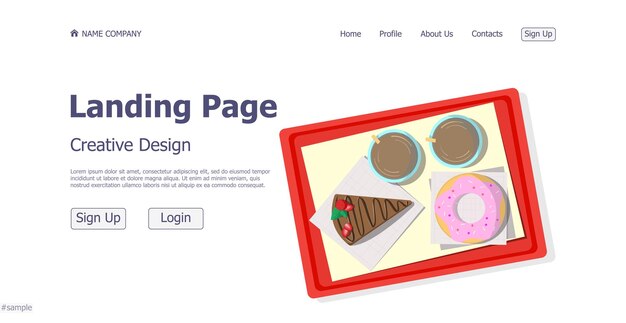 Concept de design pour la page de destination du site Web de la confiserie