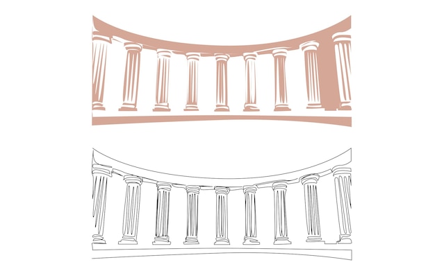 Vecteur concept de dessin de colonnes et de bâtiments et de structures romains grecs historiques anciens