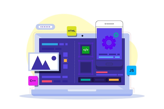 Vecteur concept de développement d'applications