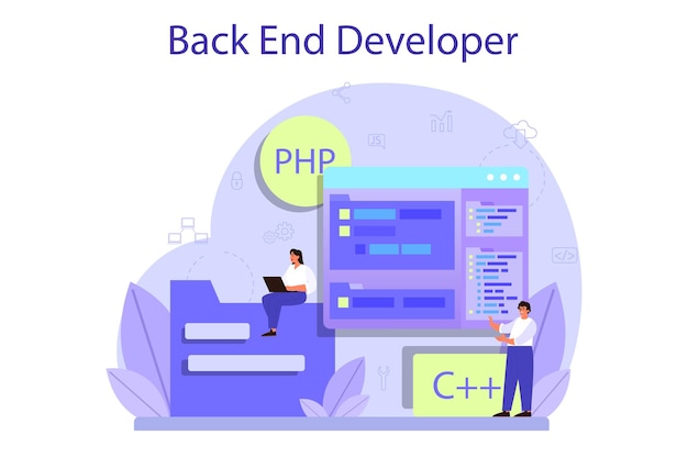 Concept de développement back-end. Processus de développement logiciel. Amélioration de l'interface du site Web. Programmation et codage. Profession informatique.