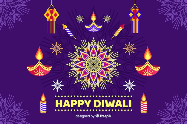 Concept De Diwali Avec Fond Design Plat