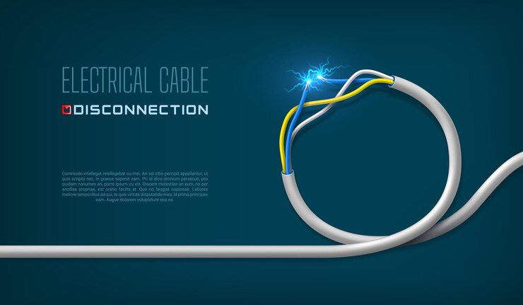Vecteur concept de dommages à la ligne électrique de rupture de câble électrique