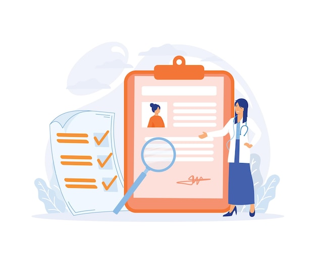 Concept de dossier de santé Antécédents médicaux et papier de dossier de santé pour médecin hospitalier vecteur plat