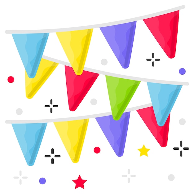 Vecteur concept de drapeau à bandeaux drapeaux triangulaires colorés vector color icon design célébrations de fête symbole