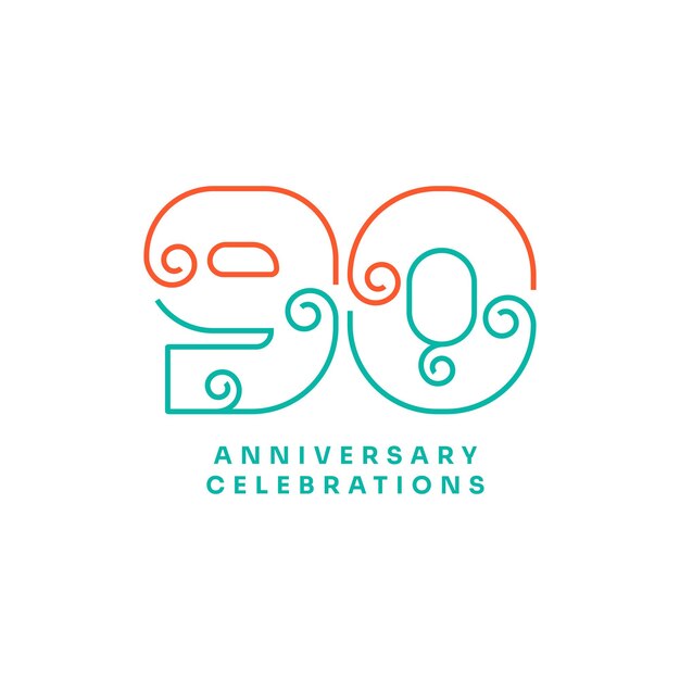 Vecteur concept du logo des célébrations du 90e anniversaire