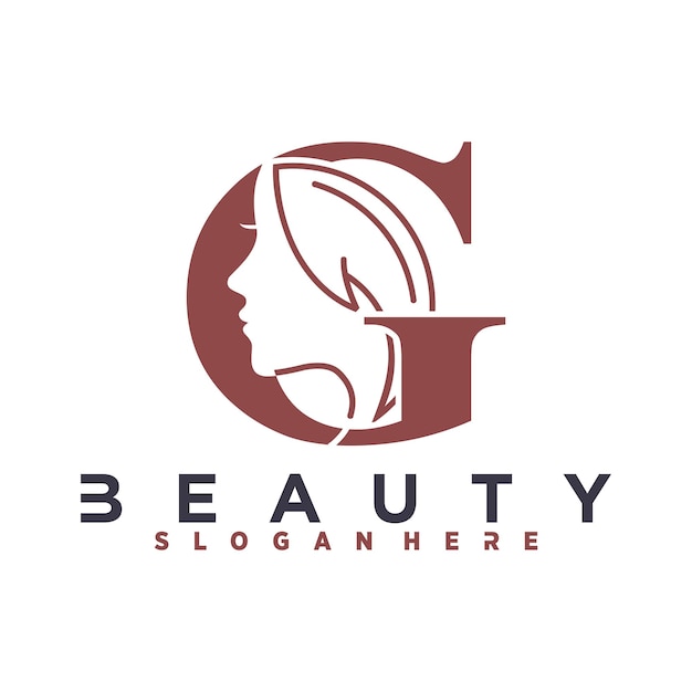 Le concept du logo de G Beauty Spa avec le modèle vectoriel de l'icône du visage de la femme
