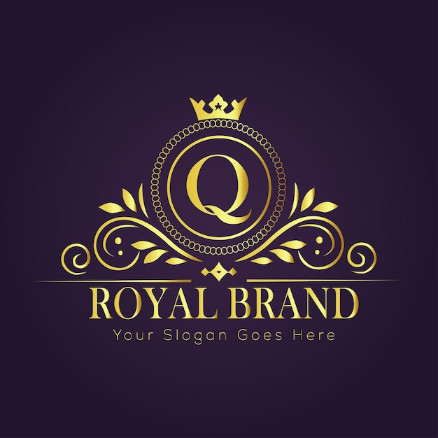 Le concept du logo en or de luxe de la lettre Q