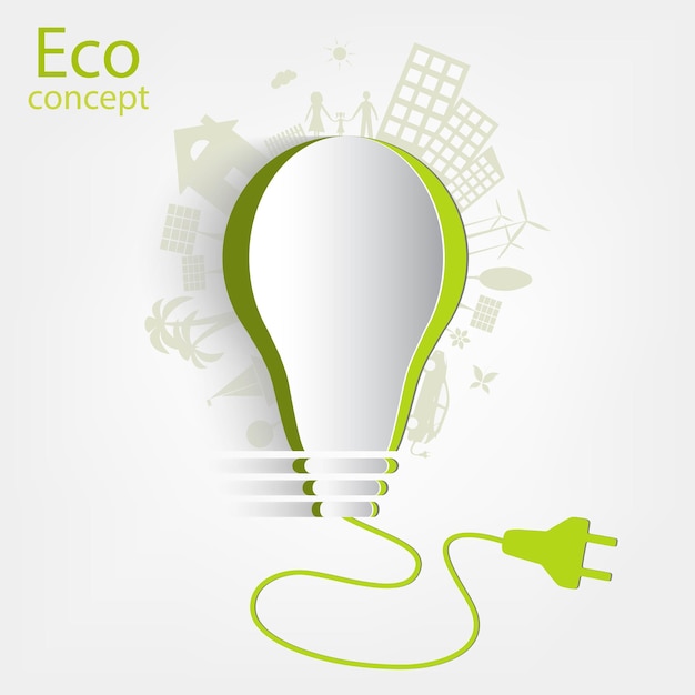 Vecteur le concept d'écologie avec une ampoule