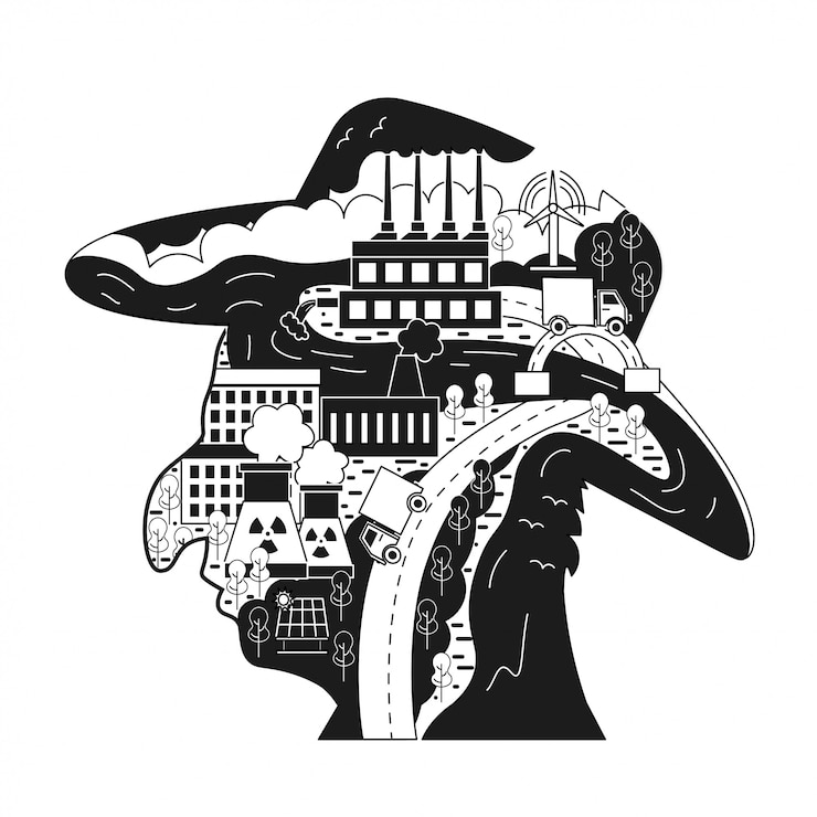 Vecteur concept écologique en silhouette d'homme