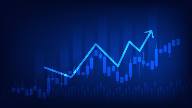 Concept d'économie et de finances. statistiques sur les entreprises financières chandeliers boursiers et graphique à barres