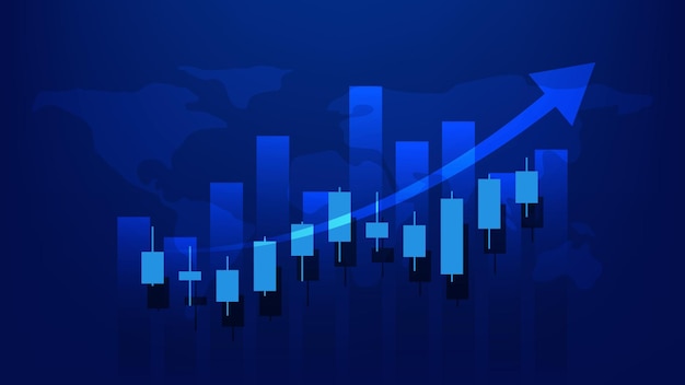 Concept D'économie Et De Finances. Statistiques Sur Les Entreprises Financières Chandeliers Boursiers Et Graphique à Barres