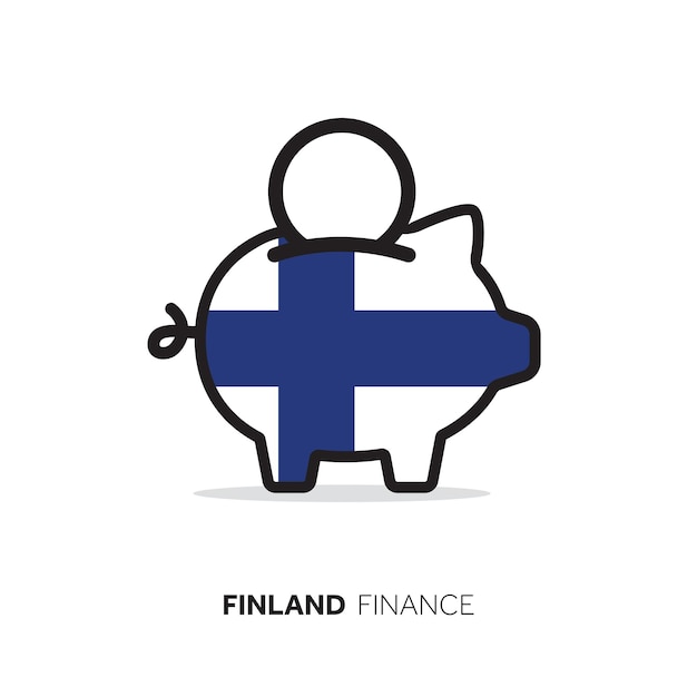 Concept économique de la Finlande Tirelire avec drapeau national