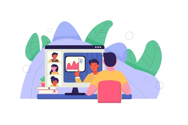 Concept d'éducation en ligne avec des personnes