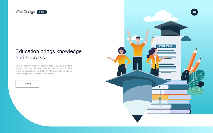 Vecteur concept d&#39;éducation pour l&#39;apprentissage, la formation et les cours en ligne.