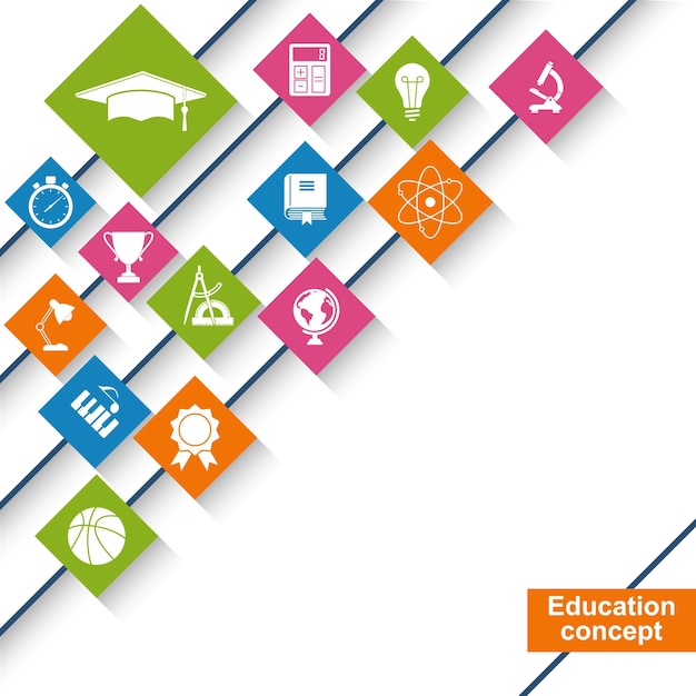 Concept De L'éducation Et De La Science Contexte De L'éducation Abstraite Avec Des Icônes Et Des Signes Illustration Vectorielle