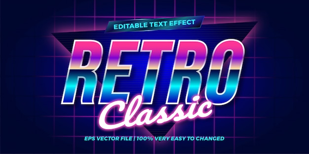 Concept d'effet de texte modifiable classique rétro