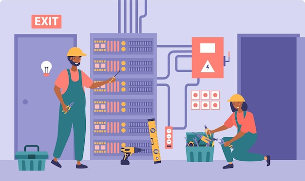 Concept d'électriciens professionnels