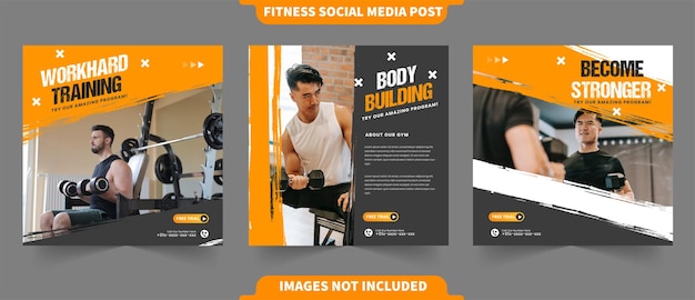 Vecteur concept d'entraînement de remise en forme et d'entraînement pour la collection de publications sur instagram et les médias sociaux avec modèle photo