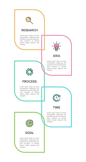 Concept D'entreprise D'infographie. Conception Infographique Verticale Avec Icônes Et 5 Options Ou étapes.