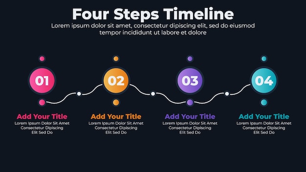 Concept D'entreprise De Modèle De Chronologie Infographie Dégradé Avec 4 étapes
