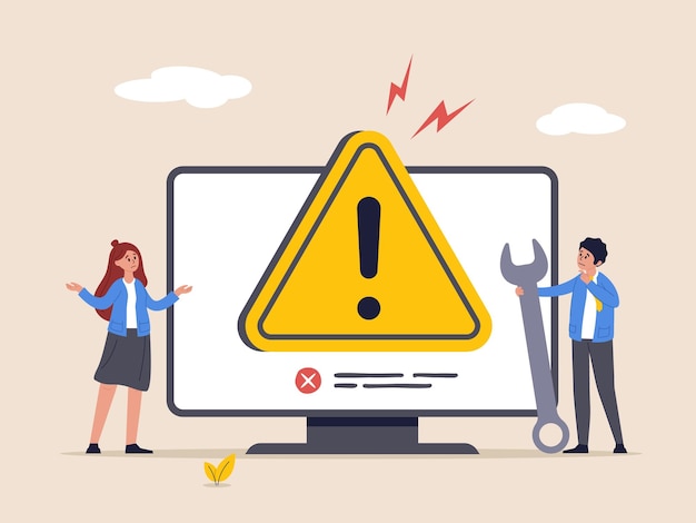 Concept d'erreur système Problème logiciel ou alerte de sécurité en cas de défaillance du système ou défaut matériel à corriger