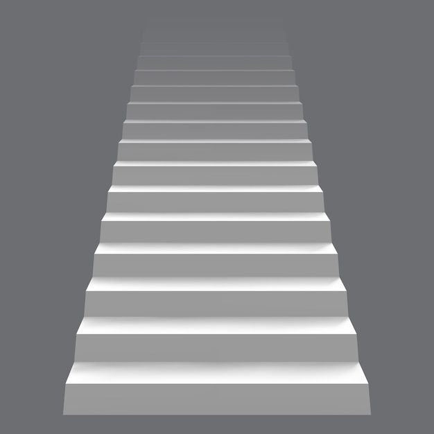 Vecteur concept d'escalier réaliste blanc. escalier moderne, escalier architectural. illustration de concept d'échelle d'escalier de carrière. intérieur de l'escalier, escalier vers le haut