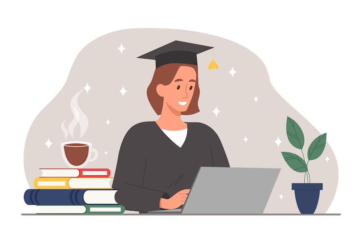 Vecteur concept de femme diplômée