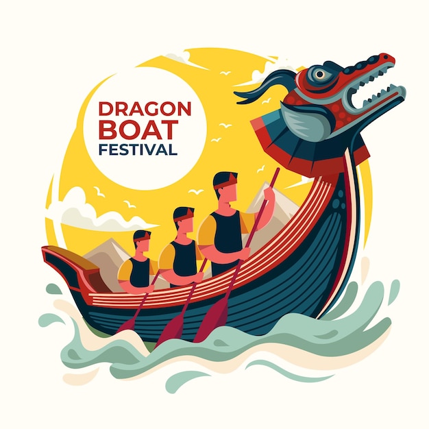 Vecteur concept de festival de bateaux-dragons