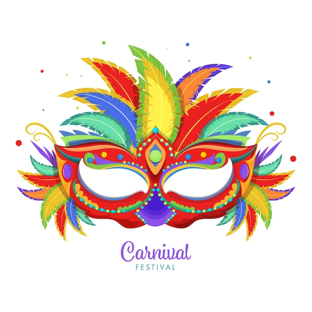 Concept De Festival De Carnaval Avec Masque De Fête Coloré Et Plumes Sur Fond Blanc