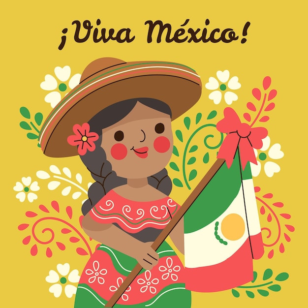 Concept De Fête De L'indépendance Mexicaine Dessiné à La Main