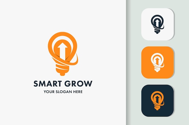 Vecteur concept de flèche d'ampoule pour la création de logo de finance de comptabilité de croissance d'entreprise intelligente