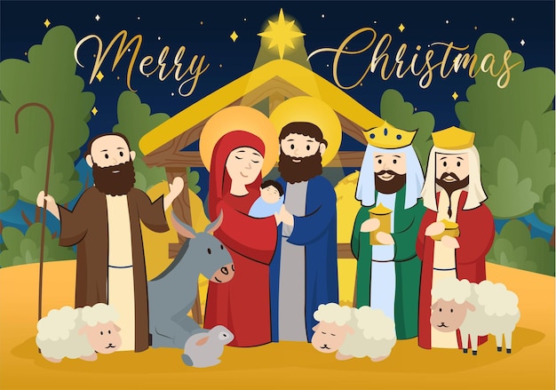 Concept de fond de Noël avec scène de personnes dans le style dessin animé plat