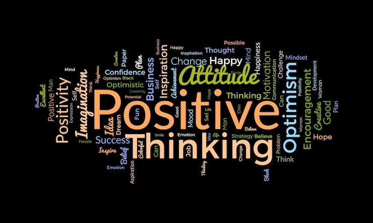 Vecteur concept de fond de nuage de mots pour la pensée positive attitude de réussite mentalité créative de l'innovation illustration vectorielle de l'optimisme
