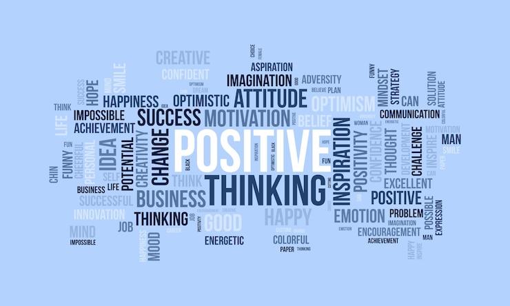 Vecteur concept de fond de nuage de mots pour la pensée positive attitude de réussite mentalité créative de l'innovation illustration vectorielle de l'optimisme