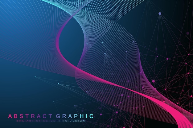 Concept De Génie Génétique Et De Manipulation Génétique D'illustration Vectorielle Scientifique. Hélice D'adn, Brin D'adn, Molécule Ou Atome, Neurones. Structure Abstraite Pour La Science Ou La Formation Médicale. Flux De Vague.