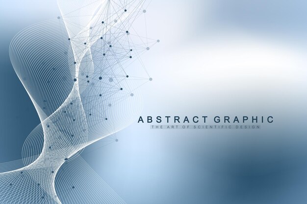 Concept De Génie Génétique Et De Manipulation Génétique D'illustration Vectorielle Scientifique. Hélice D'adn, Brin D'adn, Molécule Ou Atome, Neurones. Structure Abstraite Pour La Science Ou La Formation Médicale. Flux De Vague.