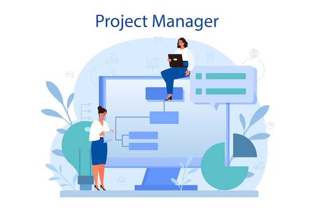 Concept de gestion de projet. Stratégie, motivation et leadership réussis. analyse et développement.