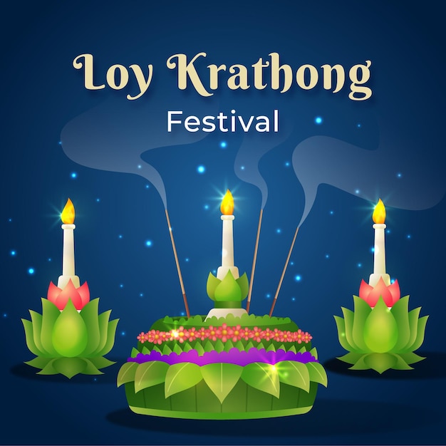 Vecteur concept de gradient loy krathong